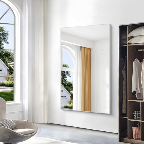 BONEWEI Silver Bathroom Mirror, 60x36 inch Wall Mirror - Image 4
