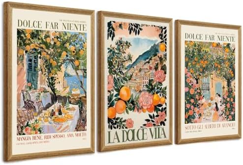 SYWENNOI Triptych Dolce Far Niente Framed Cnavas Wall Art 20x30 inches x3 by SYWENNOICanvasWallArt