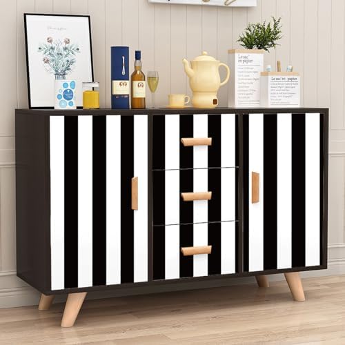 Jeweluck Black and White Striped Wallpaper Peel and Stick Wallpaper Vinyl - Image 6