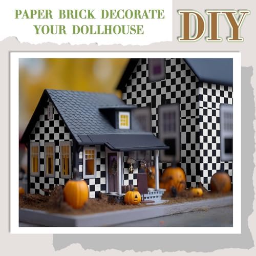 Flutesan 12 Pcs Miniature Dollhouse Wallpaper, Check Pattern - Image 4