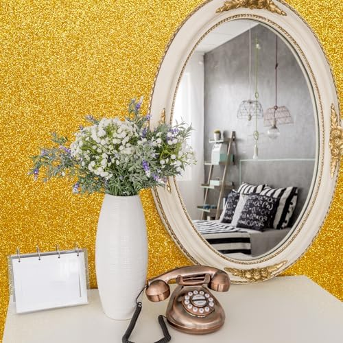 VEELIKE Gold Glitter Wallpaper Stick and Peel Sparkle Glitter Contact Paper - Image 2