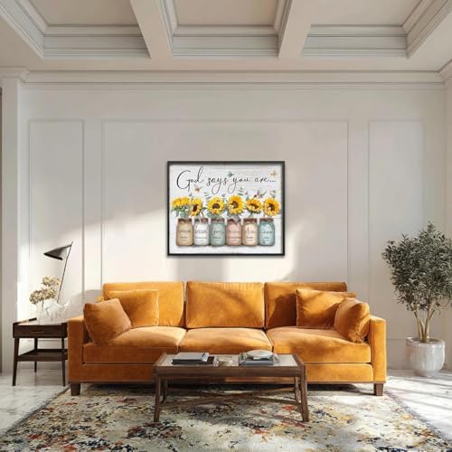Inspirational Bible Verse Wall Art: God Says You Are Wall Sayings Sunflower in - Image 6