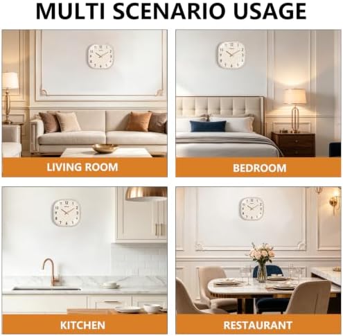 14Inch Wall Clock, Rose Gold Square Silent Non Ticking Analog Clock - Image 7