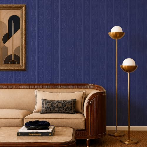 JiffDiff Navy Blue 3D Embossed Textured Peel Stick Wallpaper 17.3"x800" - Image 3