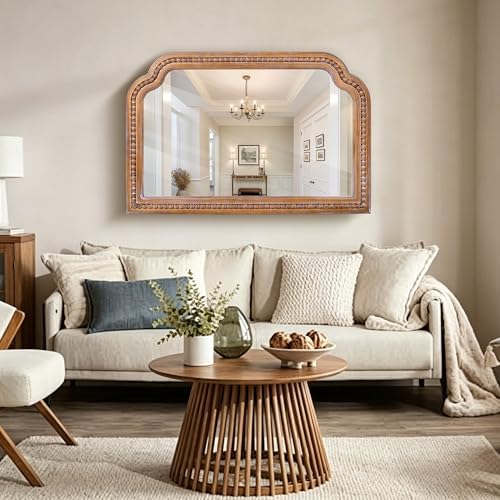 36x24 Inch Farmhouse Arch Wall Mirror Wood Beaded Framed - Image 4
