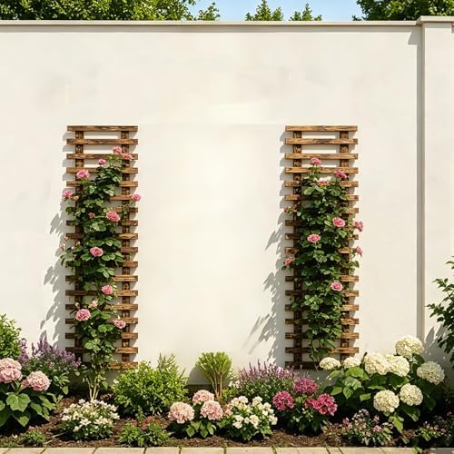 Pack of 2 Vertical Wooden Wall Planter Trellis - Image 4