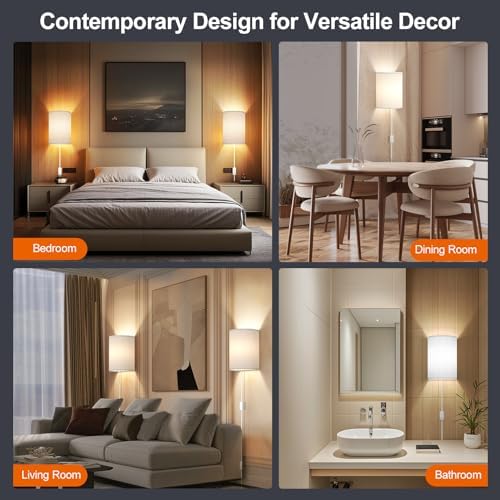 Yunaking Plug in Wall Sconces Set of Two Wall Lights - Image 4