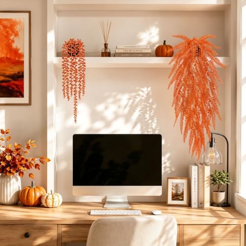 Der Rose 4 Pack Fake Fall Plants Hanging Orange Vines - Image 4