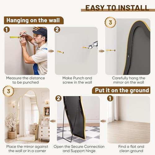 Antok Irregular Full Length Mirror, Standing Hanging Leaning Irregular Mirrors - Image 6