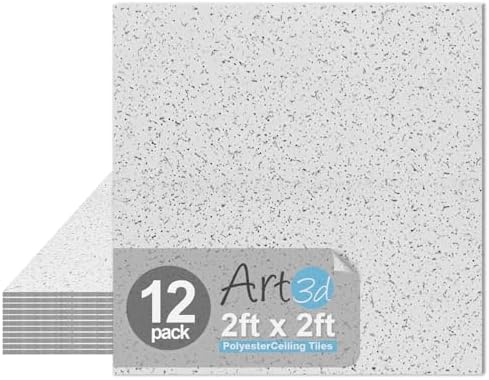 Art3d Acoustic Drop Ceiling Tiles, 2x2 ft, Covers 48 Sq. Ft. by Art3d