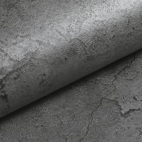 Livelynine Concrete Wallpaper Peel and Stick Textured Black Grey Dark Moody - Image 3