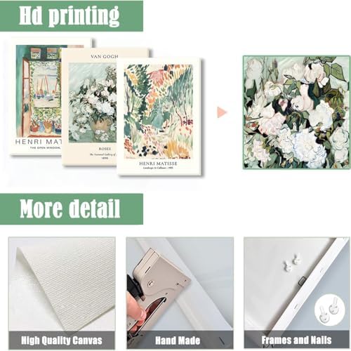 LYPHNX Framed Sage Green Matisse Canvas Wall Art Vintage Abstract Floral Prints - Image 6