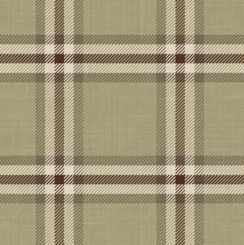 Olive Green Brown Plaid Peel and Stick Wallpaper Tartan Check Pattern - Image 3