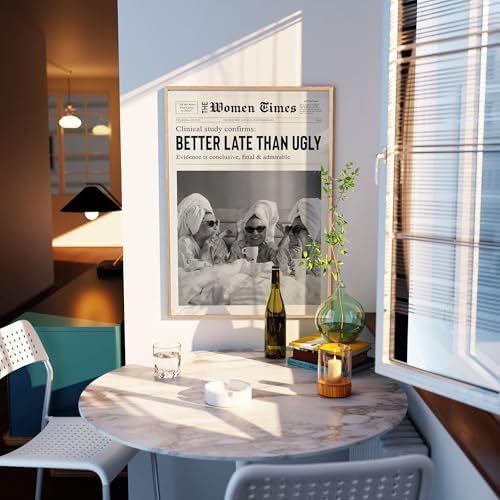 Vintage Black And White Newspaper Wall Art 8x10in Wood Grain Frame Trendy - Image 4