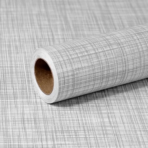 Grey Grasscloth Wallpaper 17.3"x 118" Peel and Stick Wallpaper Self-Adhesive by MeenJewe