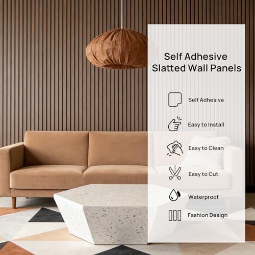 Peel and Stick Walnut Slat 3D Wall Panels 4"x98", Wood Acoustic Accent - Image 2