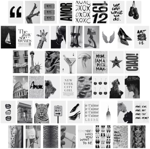 KBKBART 50 Pcs Black and White Wall Collage Kit by KBKBART