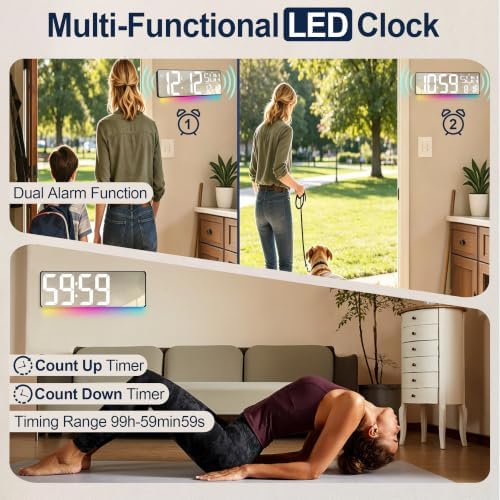 TXL 17.2-Inch Large Mirror Digital Wall Clock - Image 3