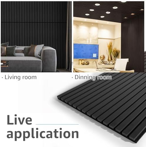 Art3d 4-Pack 3D Fluted Wood Sound Absorbing Slat Wall Panel, Matte Black - Image 3