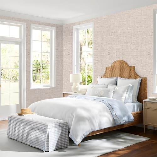 Grasscloth Peel and Stick Wallpaper Beige Contact Paper 16in x 787in - Image 3