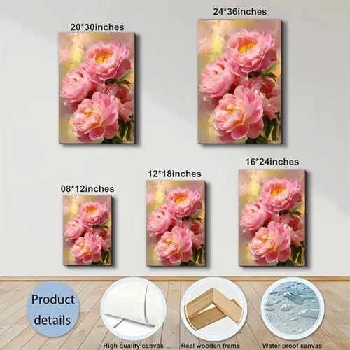 ZERILYN Ship Next Day Pink Peony Wall Art Canvas Prints Floral Pictures Canvas - Image 6