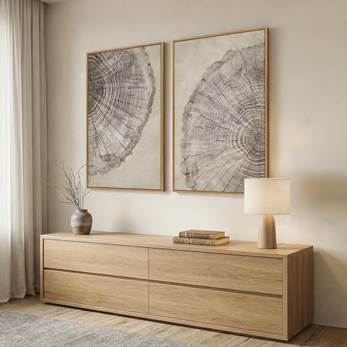 Framed Neutral Wabi Sabi Tree Rings Wall Art - Image 3