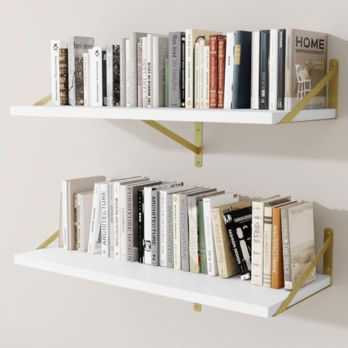 Deep Wall Shelves 36"W x 12"D Engineered Wood Floating Shelves by Venusmiles