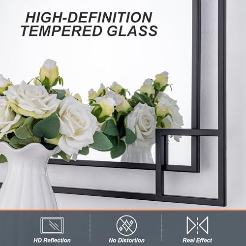 Chende 59''x30'' Large Rectangular Black Mirror - Image 3