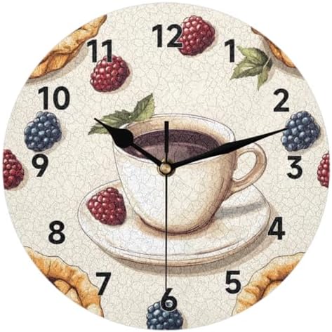 Coffee Wall Clock 9.84 Inch Silent Wall Clocks Battery Operated Non Ticking by Unknown