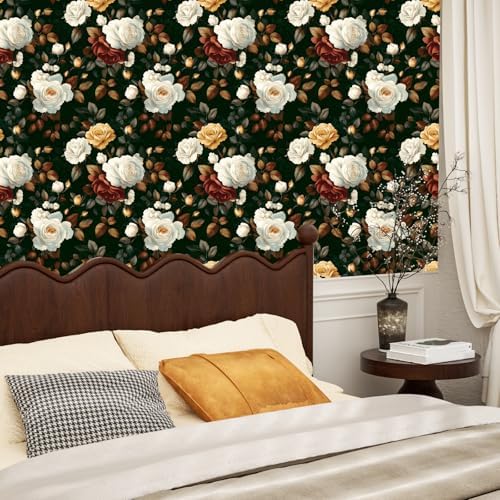 BOKEBEVE Extra Long Dark Green Floral Wallpaper Boho 17.5 x 393.5In - Image 5