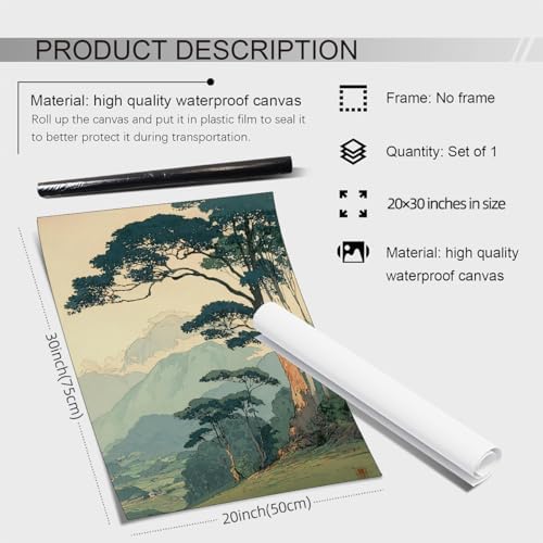 Vintage Japanese Forest Canvas Wall Art Tranquil Mountain Landscape Posters - Image 6