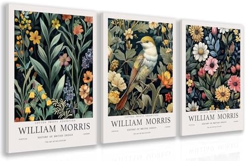 Hianan Wrapped Canvas Morris Floral Bird Wall Art Set of 3, 16x24 in by Unknown