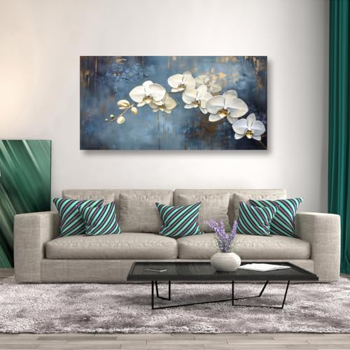 Abstract White Butterfly Orchid Canvas Wall Art - Image 4