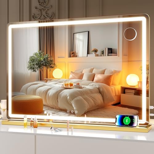 Hasipu Vanity Mirror with Lights, 31.5" x 22" LED Makeup Mirror, Lighted Makeup by Whatssuitableisthebest