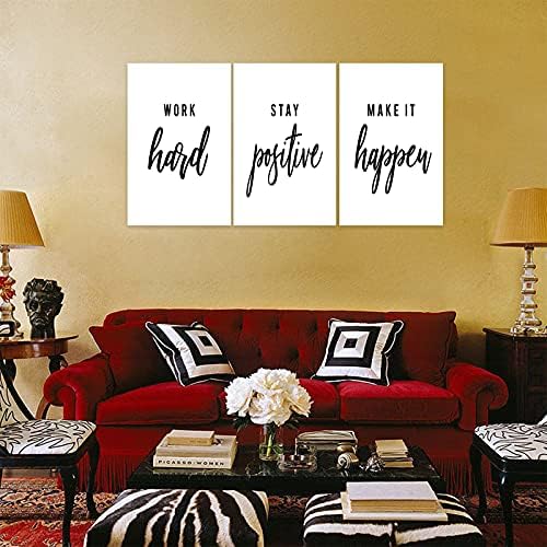 3 Piece Inspirational Wall Art, Quote "Work Stay Make It" Canvas Print - Image 4