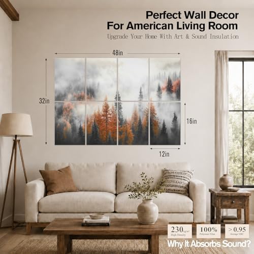 Peaudy 8-Pack Acoustic Panels Art: 48×32Inches Self-Adhesive Decorative - Image 2