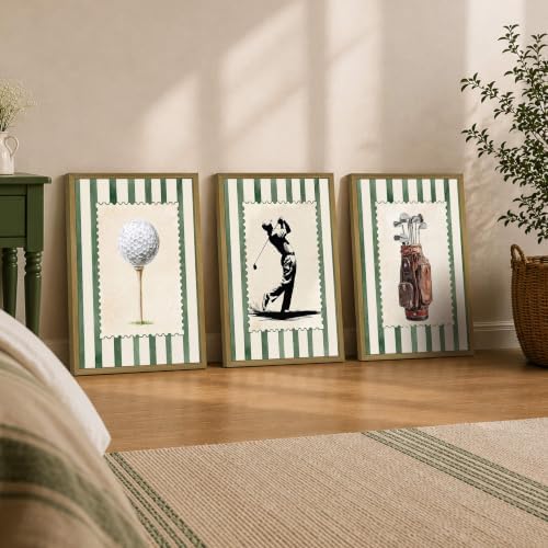 wanyun Vintage Golf Wall Art Set of 3 Canvas, Sports Framed Poster, Neutral - Image 6