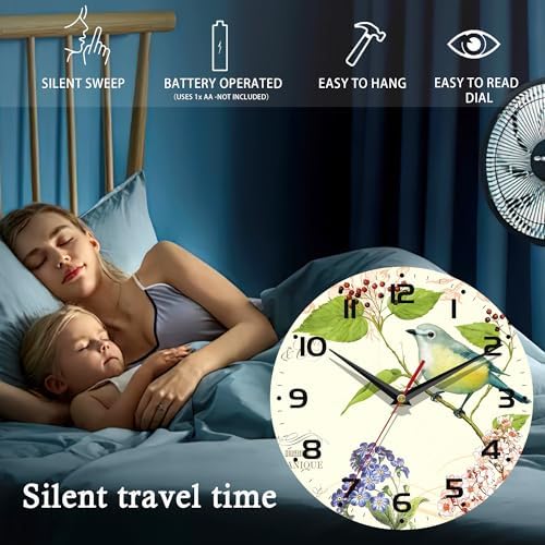 Wall Clock, 10 Inch Silent Non-Ticking Home Kitchen Decor, Battery Operated - Image 5