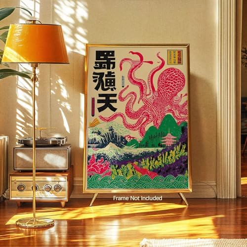 Japanese Wall Art Octopus Ocean Theme Canvas Print Vintage Ukiyo-e Sea Monster - Image 3