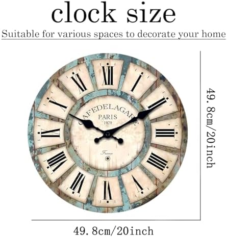 Farmhouse Wood Silent Wall Clocks Battery Operated 20 Inch - Image 4