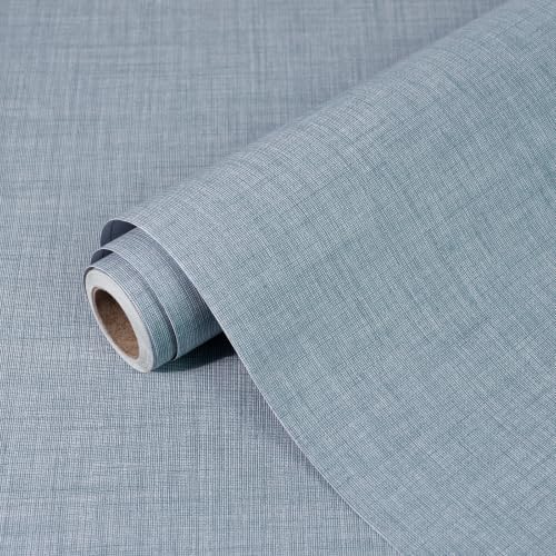 Blue Grasscloth Peel and Stick Wallpaper 15.7"x200" by Qianglive