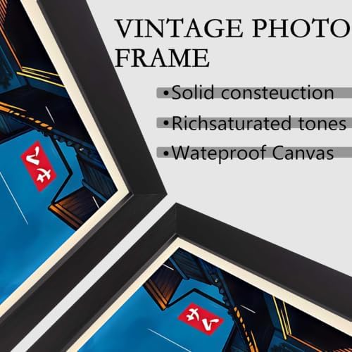 Black Framed Rainy Japanese Street Canvas Wall Art 8x10in - Image 4