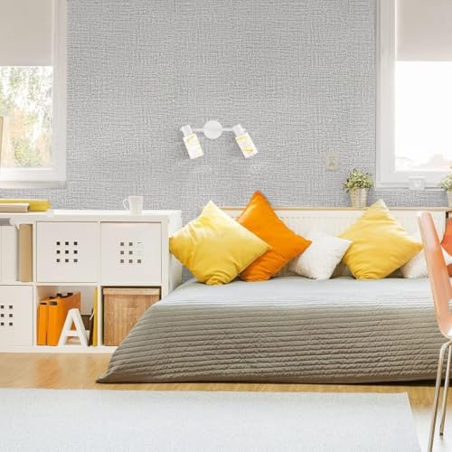Grey Grasscloth Peel and Stick Wallpaper Fabric Paper 17.7in x 118in - Image 2