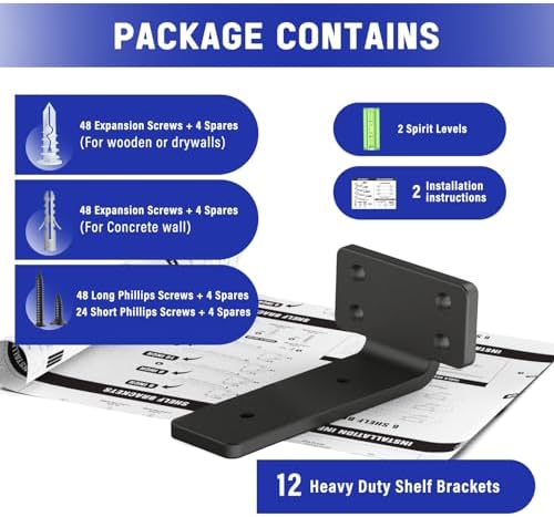 Goovilla Shelf Bracket, Floating Shelf Brackets 4 inch Long, 12 Pack - Image 7