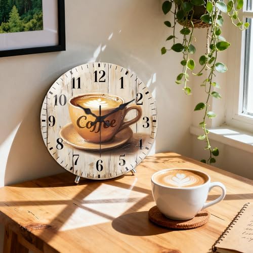 peacoblue Vintage Coffee Wall Clocks Battery Operated - Image 3