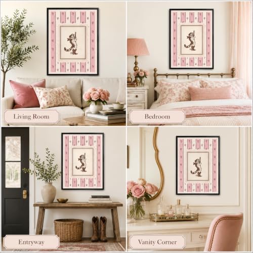 Framed Cute Western Girly Canvas Wall Art, Funny Cat Picture Wall Decor - Image 7