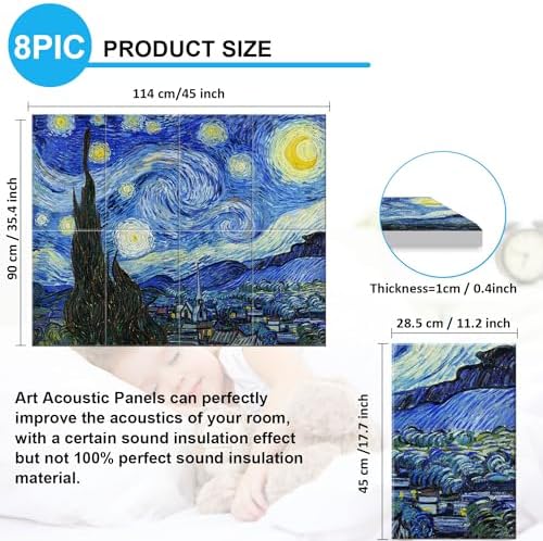 JBER Art Acoustic Panels 45" x 36", Sound Absorbing Wall Art, Starry Night - Image 2