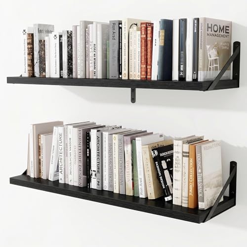 Deep Wall Shelves 36"W x 8"D Engineered Wood Floating Shelves by Venusmiles