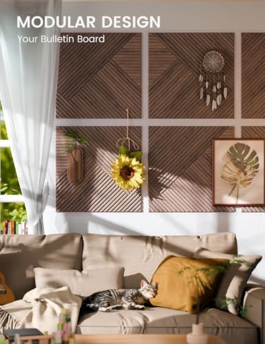 Fluxynara 6-Pack Felt Bulletin Board, Walnut Diamond Chevron-1 - Image 5