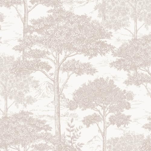 Ismoon Beige Peel Stick Wallpaper Forest Mural Toile Stick on Wallpaper by Ismoon